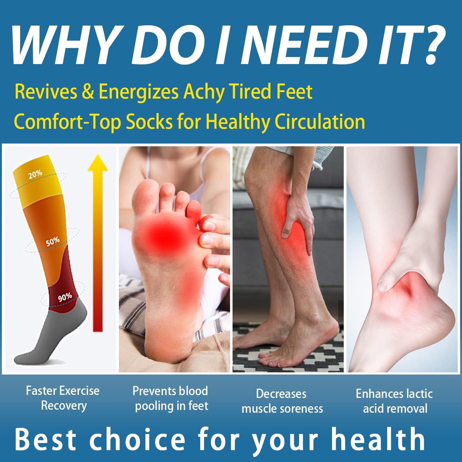 6 Pairs Compression Socks for Women & Men Circulation - Best Support for Nurses,Running,Athletic,Sports