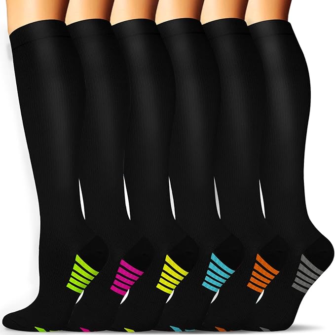 6 Pairs Compression Socks for Women & Men Circulation - Best Support for Nurses,Running,Athletic,Sports