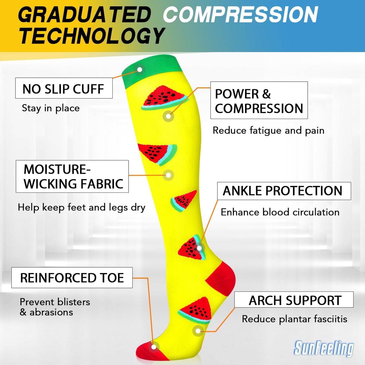 6 Pairs Compression Socks for Women & Men Circulation - Best Support for Nurses,Running,Athletic,Sports