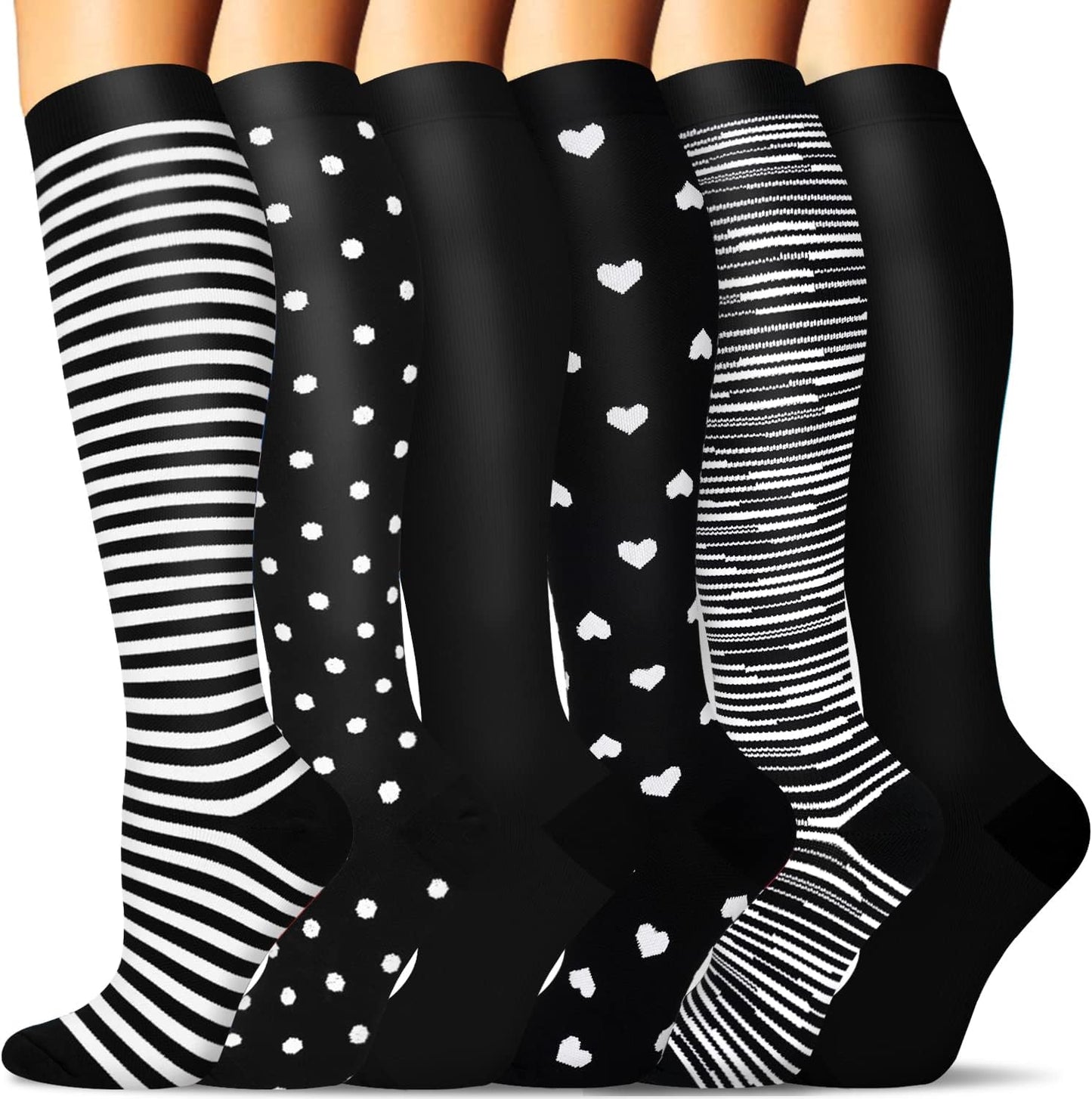 Ultimate 6 Pairs Compression Socks for Men & Women - Ideal Support for Nurses, Runners, and Athletes!