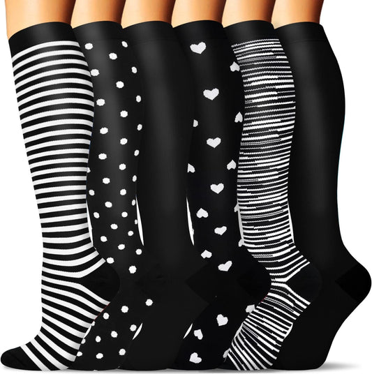 Ultimate 6 Pairs Compression Socks for Men & Women - Ideal Support for Nurses, Runners, and Athletes!