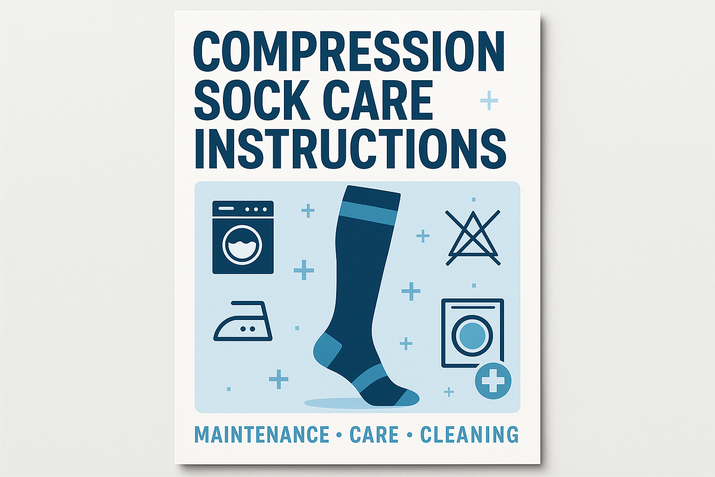 generate a magazine like cover of Compression Sock Care Instructions with no author name on it